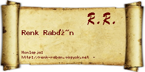 Renk Rabán névjegykártya